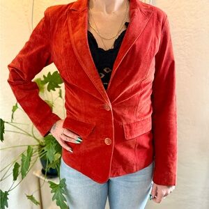 One of a kind burnt orange suede 70s blazer